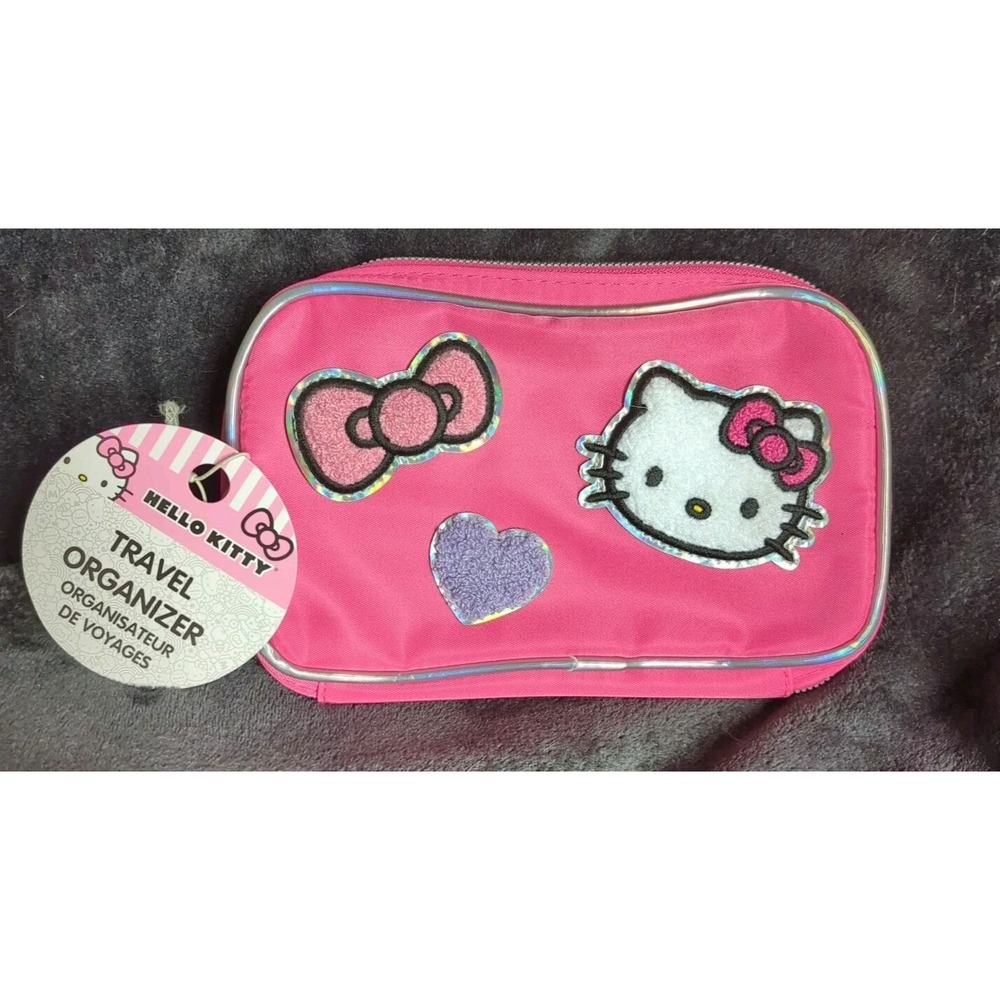 Hello Kitty Travel organizer bag‎ Case makeup toiletries NWT pink hearts 9 in